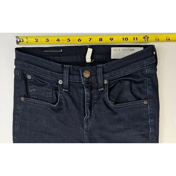 Rag & Bone Size 24X28 Women Black High Rise Skinny Embroidered Pocket Logo Jeans - Picture 2 of 16